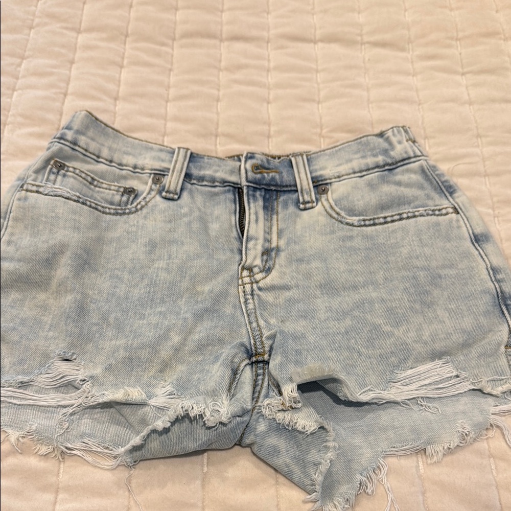 Aerie Blue Jean Shorts Distressed Cut-Offs